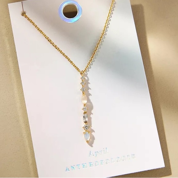 NWT Anthropologie Birthstone Pendant Necklace-April - Picture 1 of 6